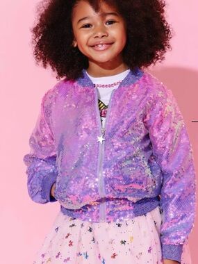 Lola + the Boys Lavender Haze Sequin Bomber Jacket